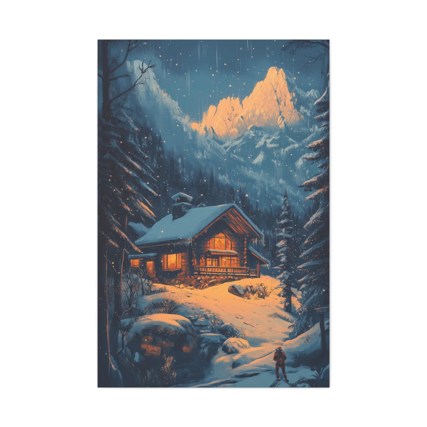Chalet Enchanté sous Neige Étoilée