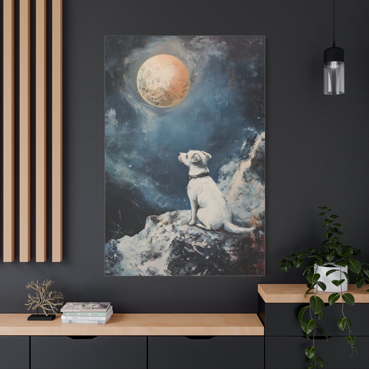Chien Cosmique sous la Lune Rêveuse