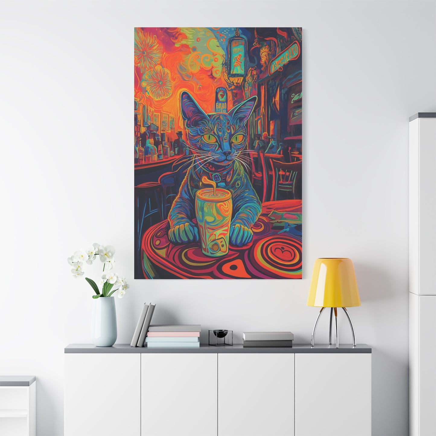 Chat Bohème au Café Psychédélique