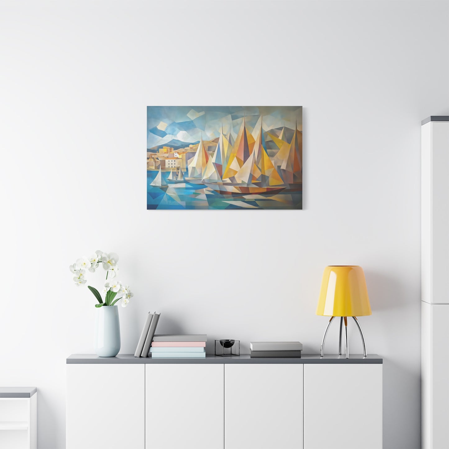 Voiles Colorées sur Mer Géométrique
