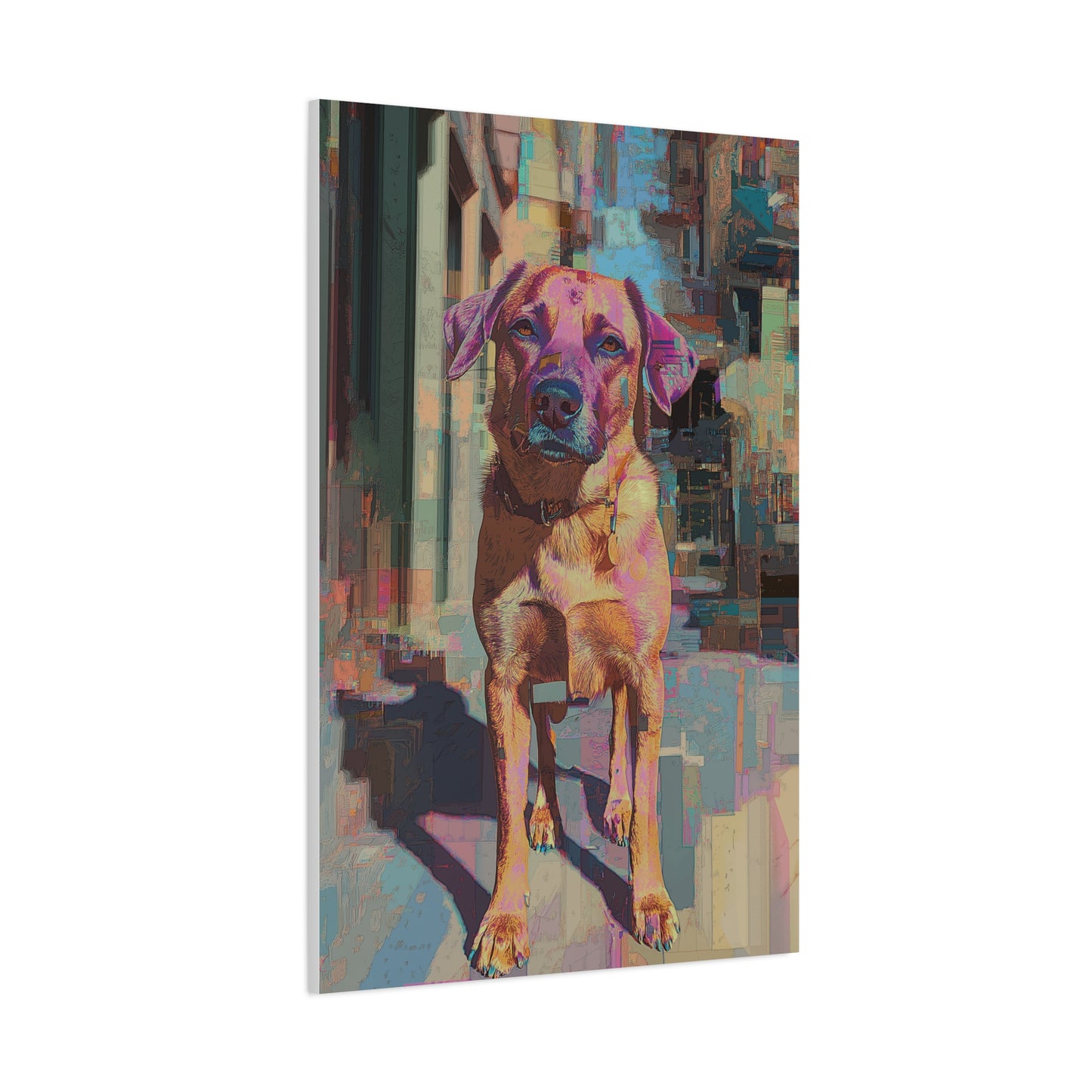 Chien Coloré en Milieu Urbain