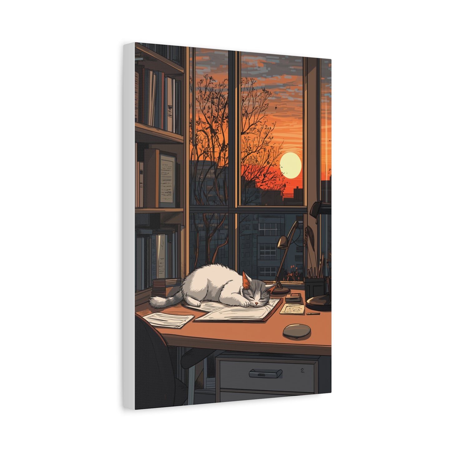 Douceur Féline au Coucher de Soleil