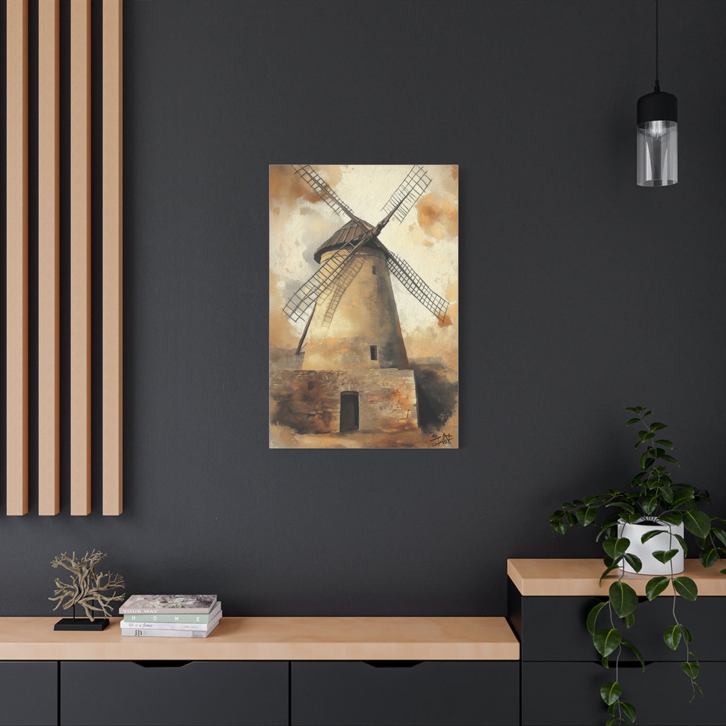 Les Moulins de Consuegra, rendu gouache