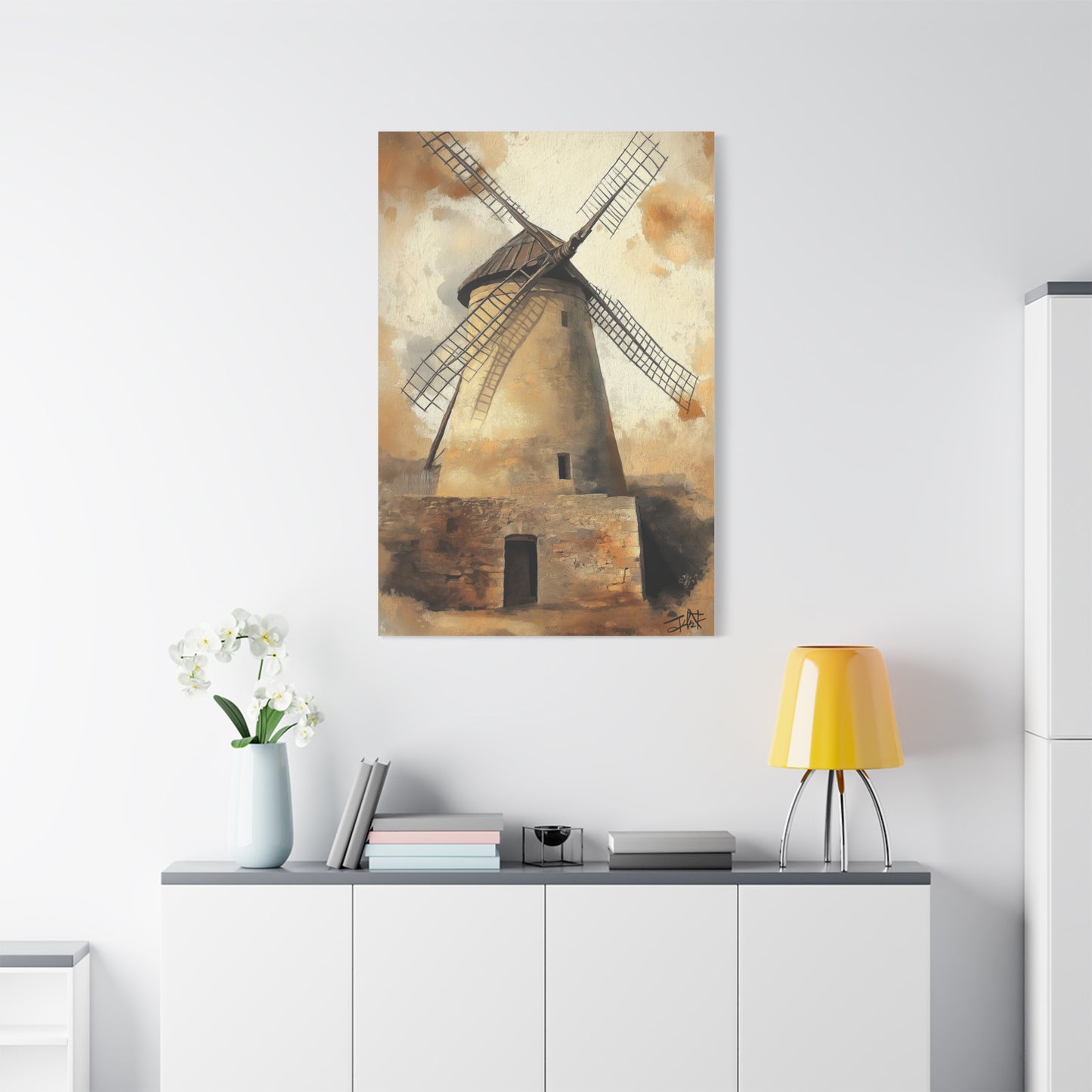 Les Moulins de Consuegra, rendu gouache