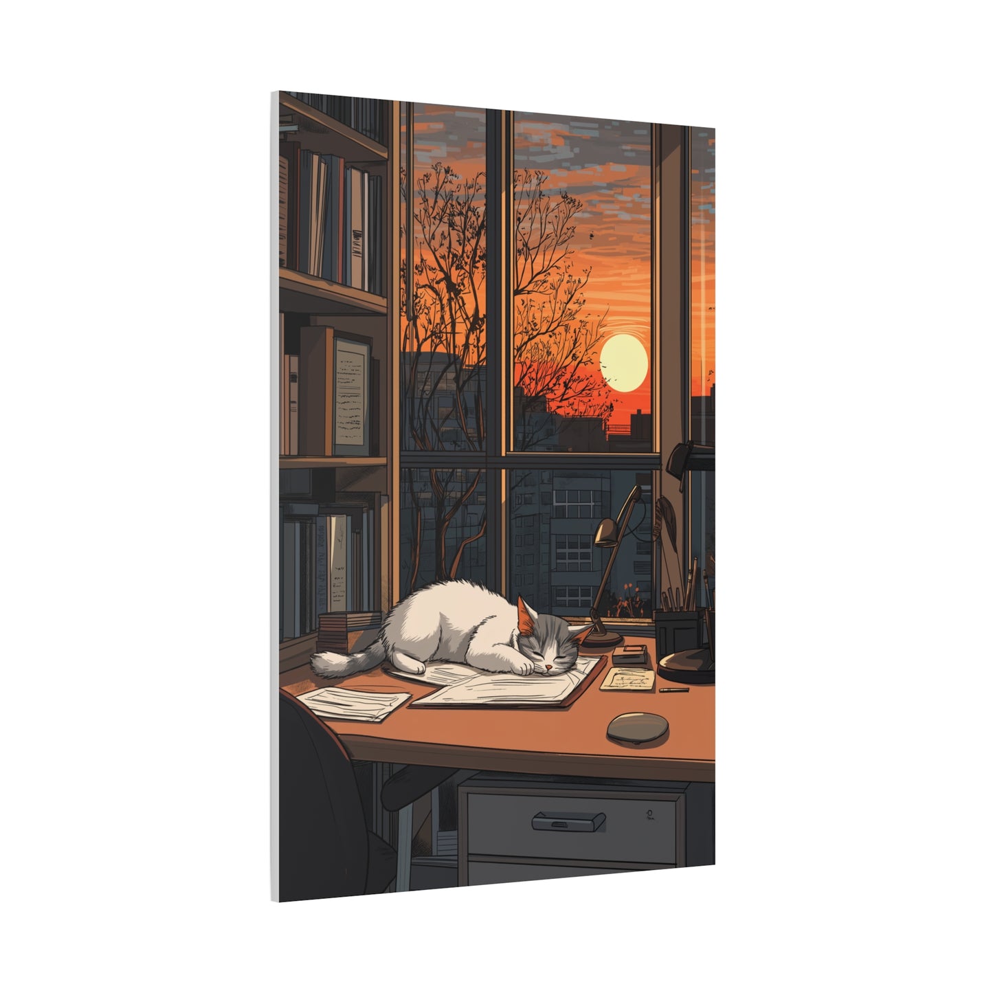 Douceur Féline au Coucher de Soleil