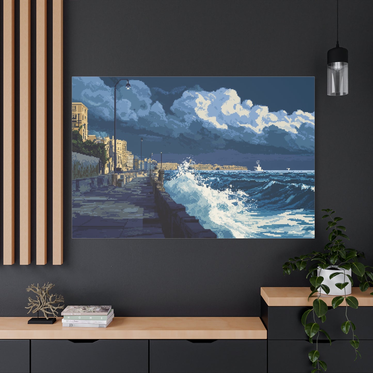 Horizon Marin en Tempête tout en Pixels