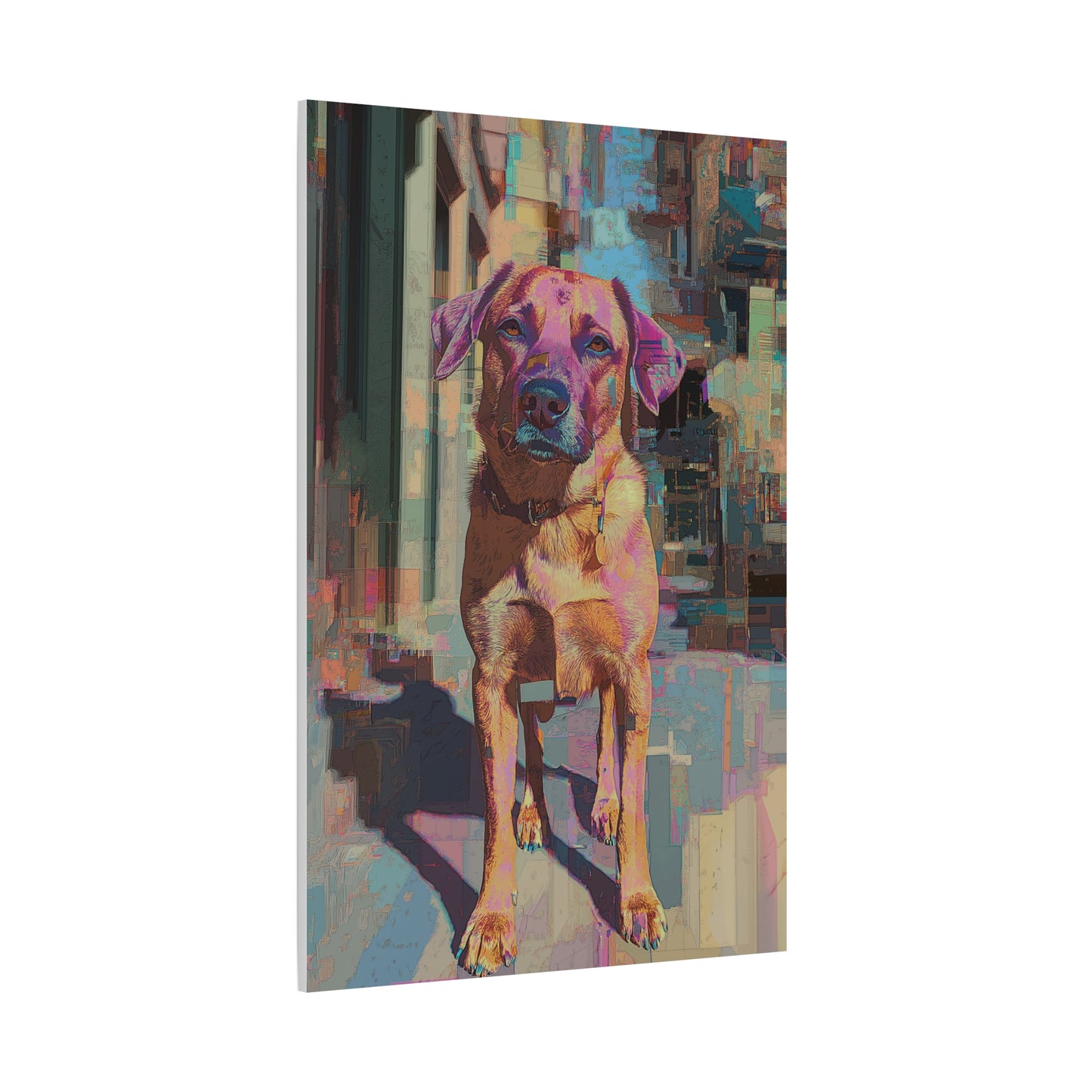 Chien Coloré en Milieu Urbain