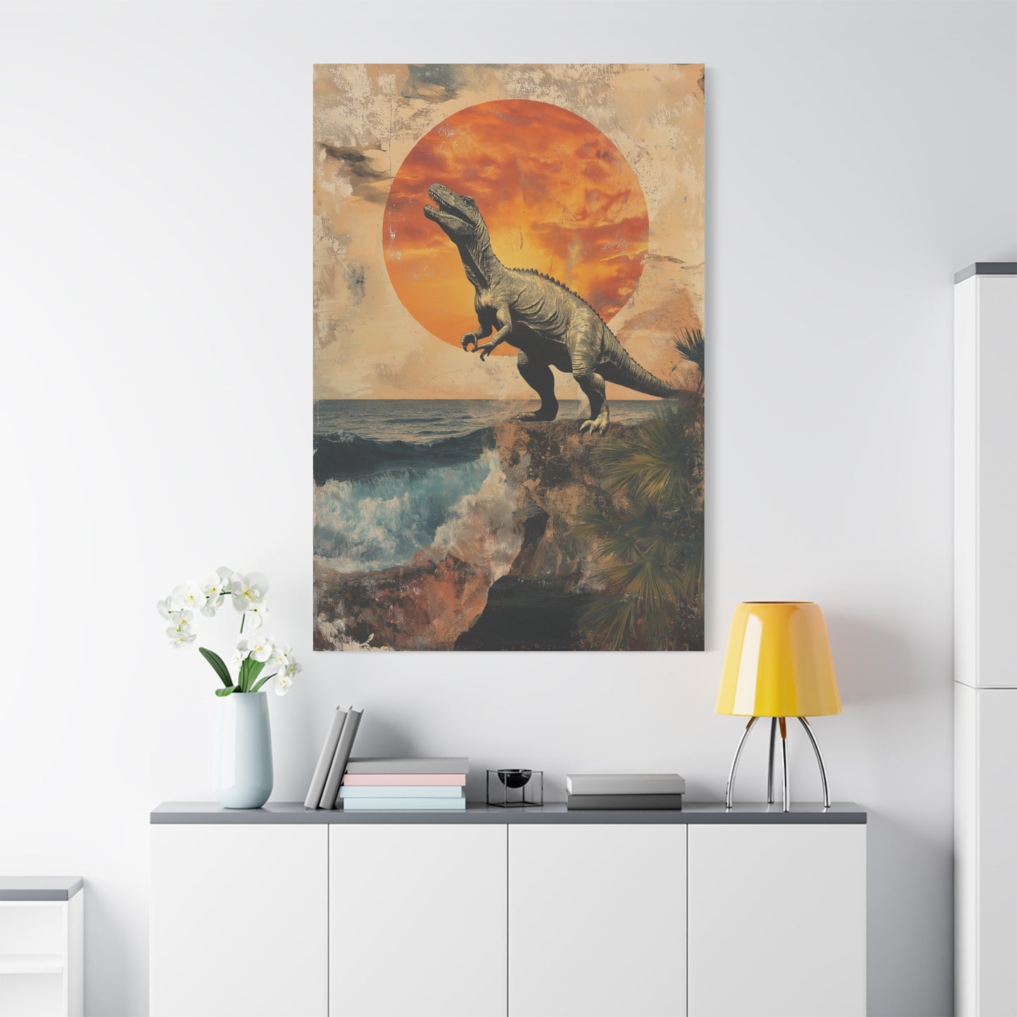 "Éveil Préhistorique au Coucher de Soleil"