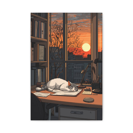 Douceur Féline au Coucher de Soleil