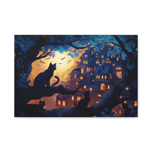 Mystère Nocturne: Chats et Lumières Magiques