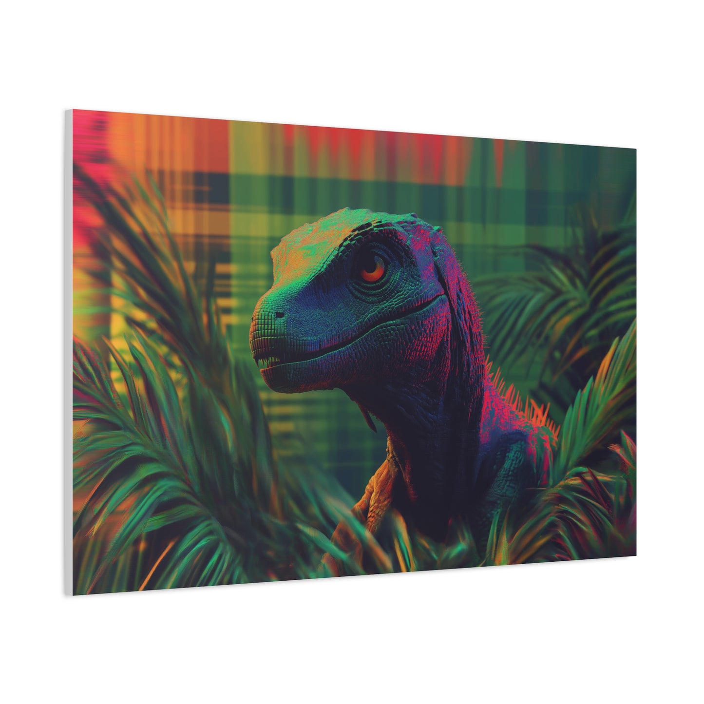 Mystérieux Velociraptor aux Couleurs Psychédéliques