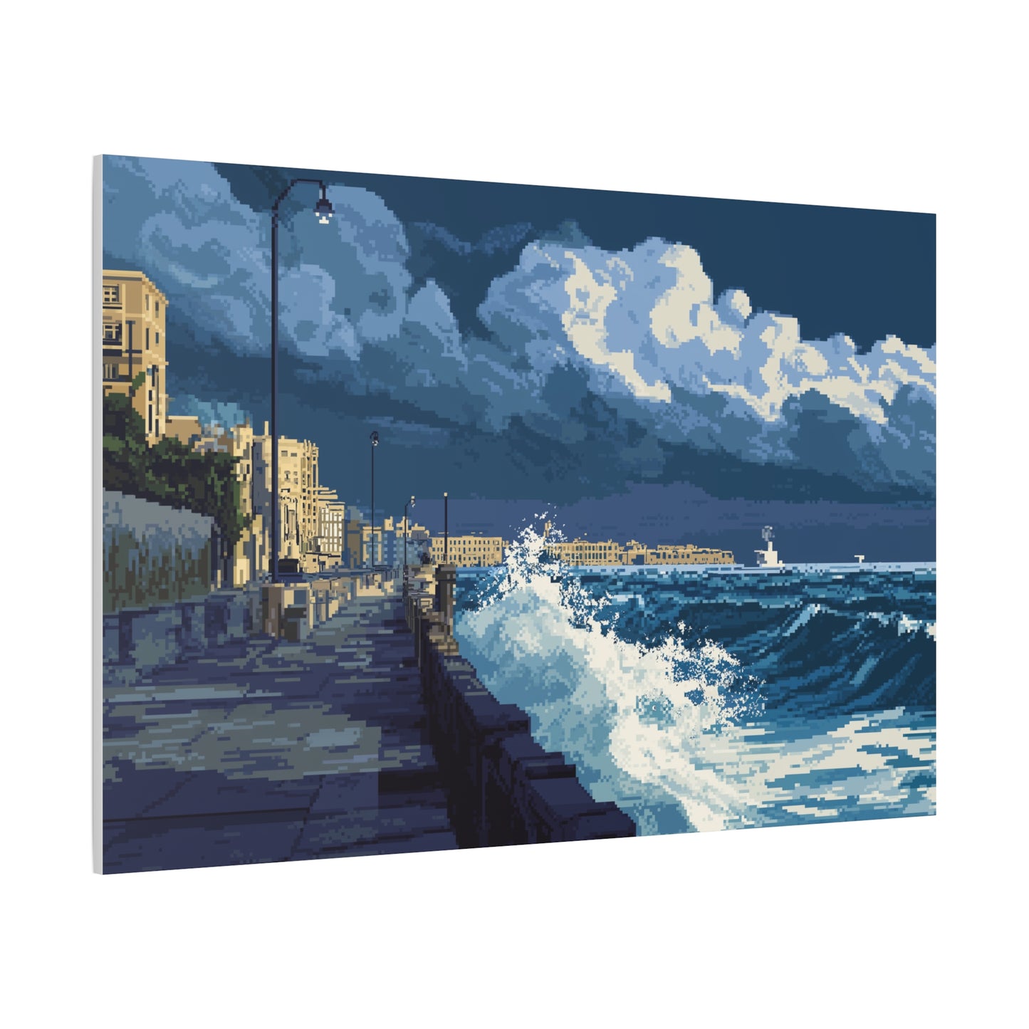 Horizon Marin en Tempête tout en Pixels