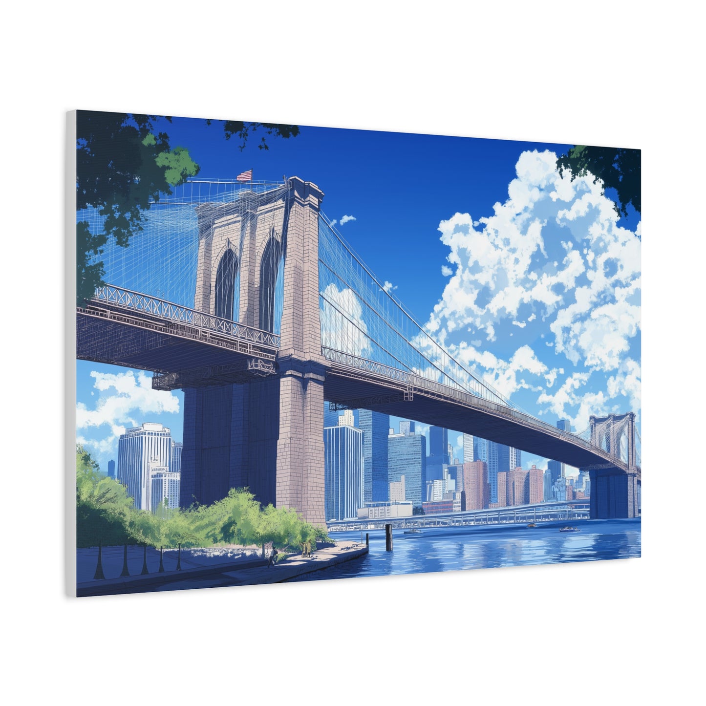 Pont de Brooklyn sous un Ciel Radieux