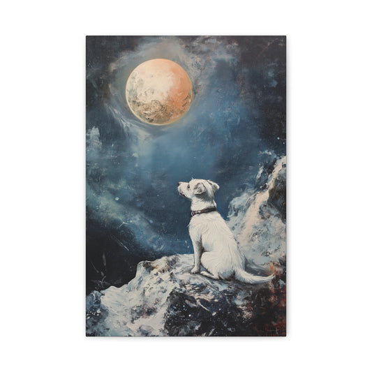 Chien Cosmique sous la Lune Rêveuse