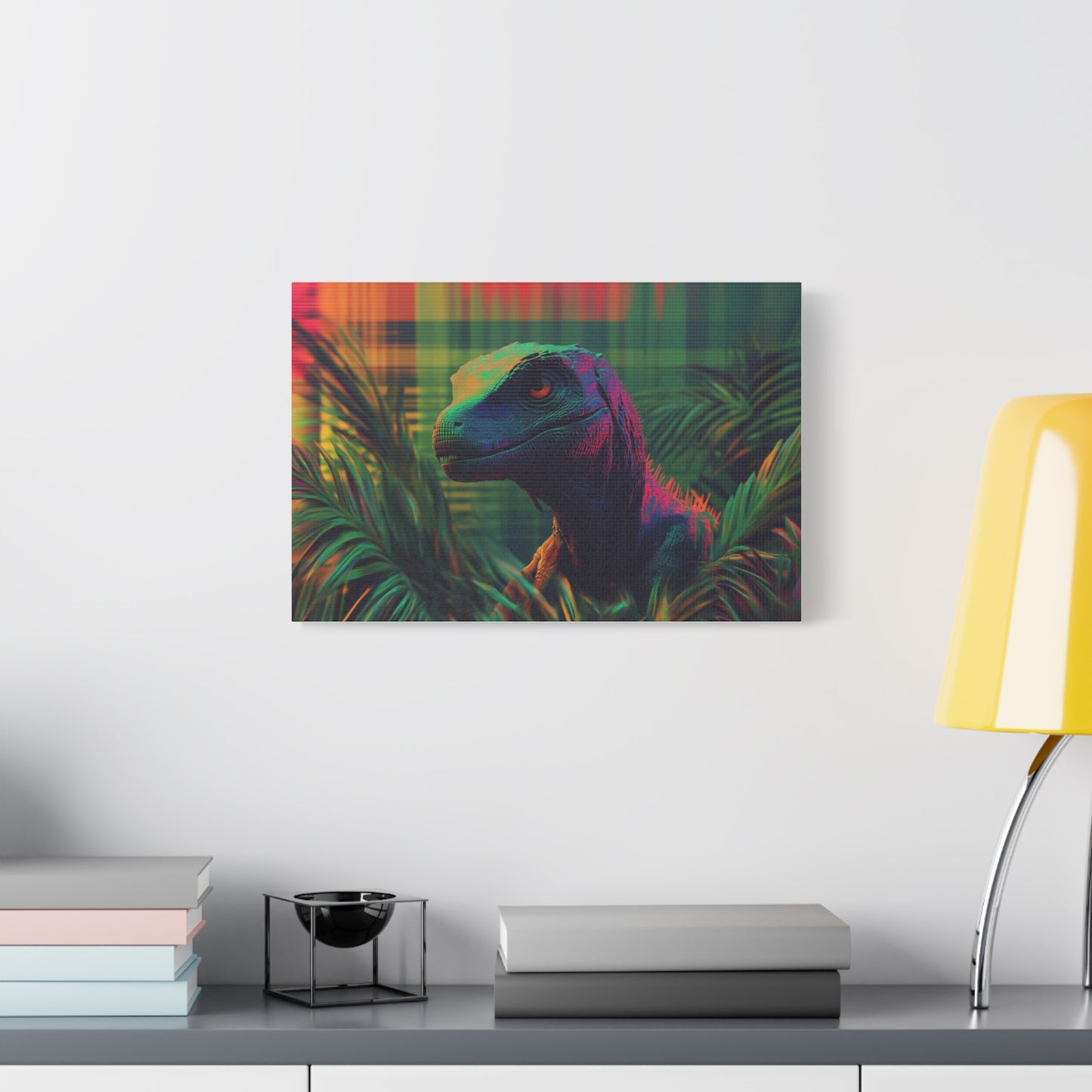 Mystérieux Velociraptor aux Couleurs Psychédéliques