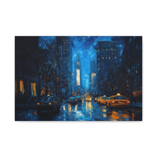 Éclat Urbain sous la Pluie Nocturne