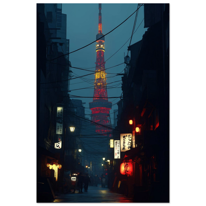 Lueurs d'Izakaya sous la Tokyo Tower - œuvre