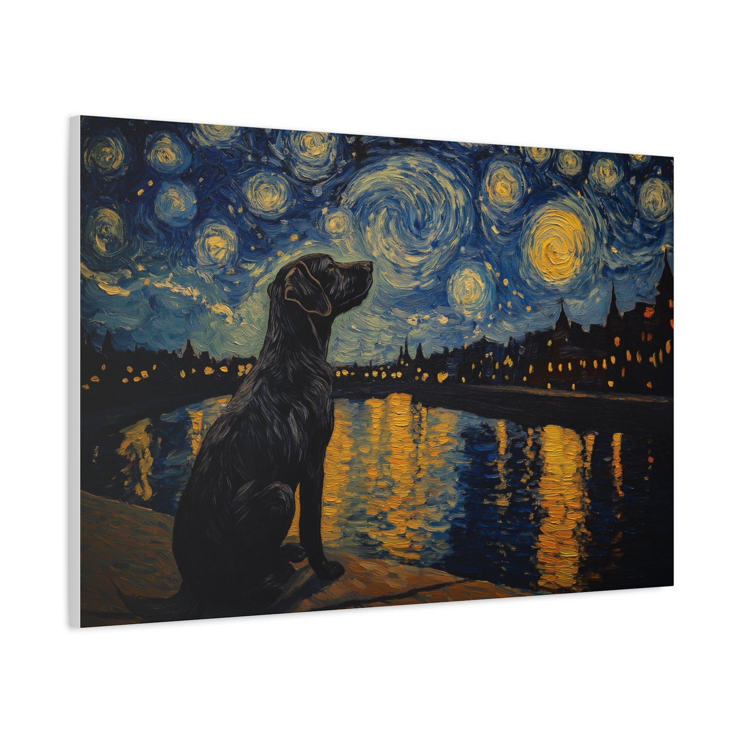 Chien sous les étoiles scintillantes