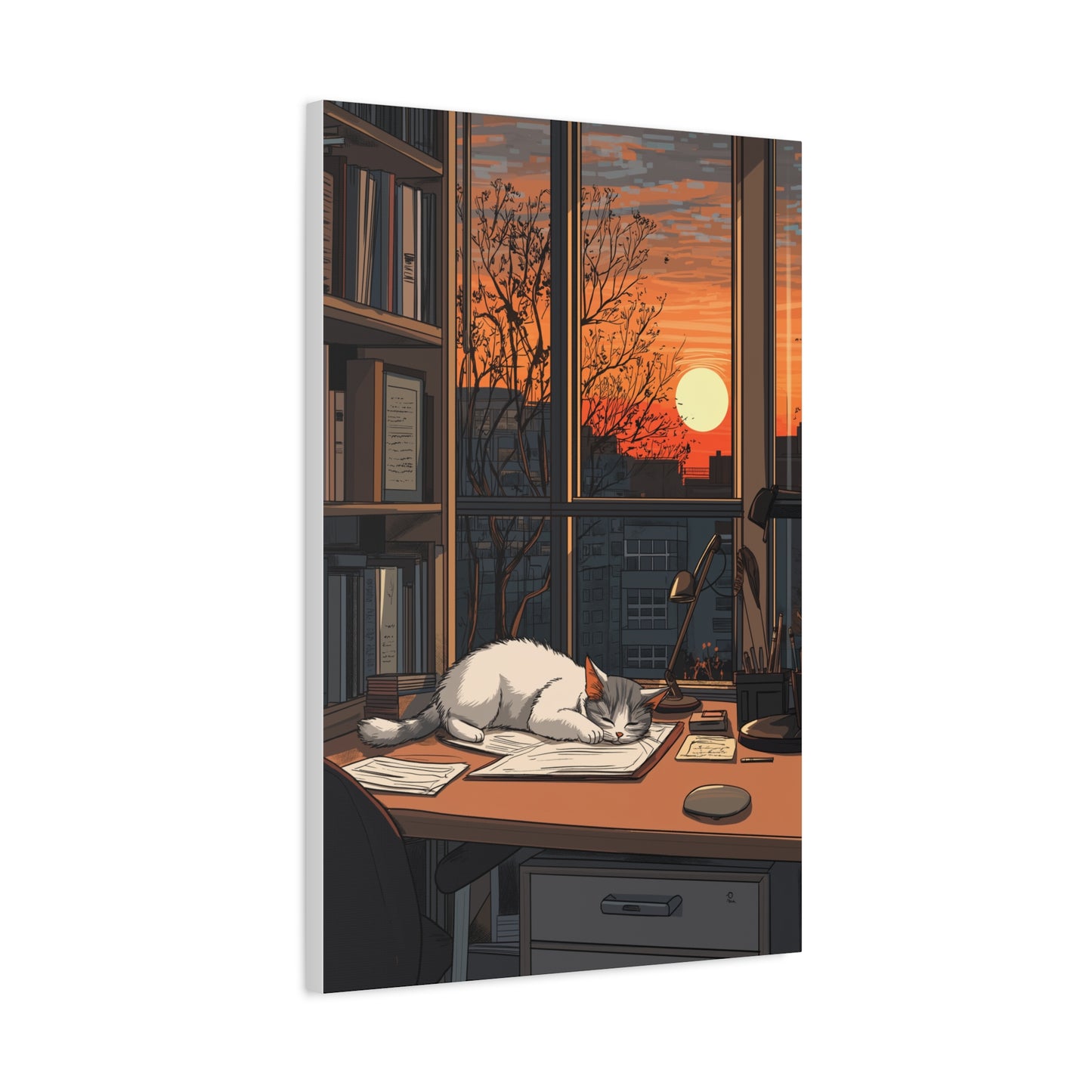 Douceur Féline au Coucher de Soleil