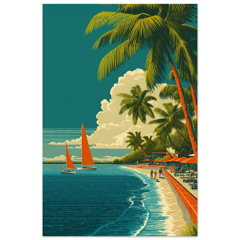Voiles Rouges sur Miami Beach - œuvre