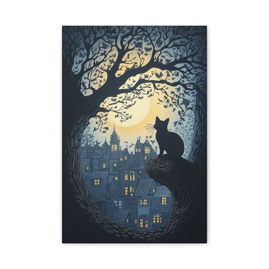 Chat Mystique sous la Lune Enchantée