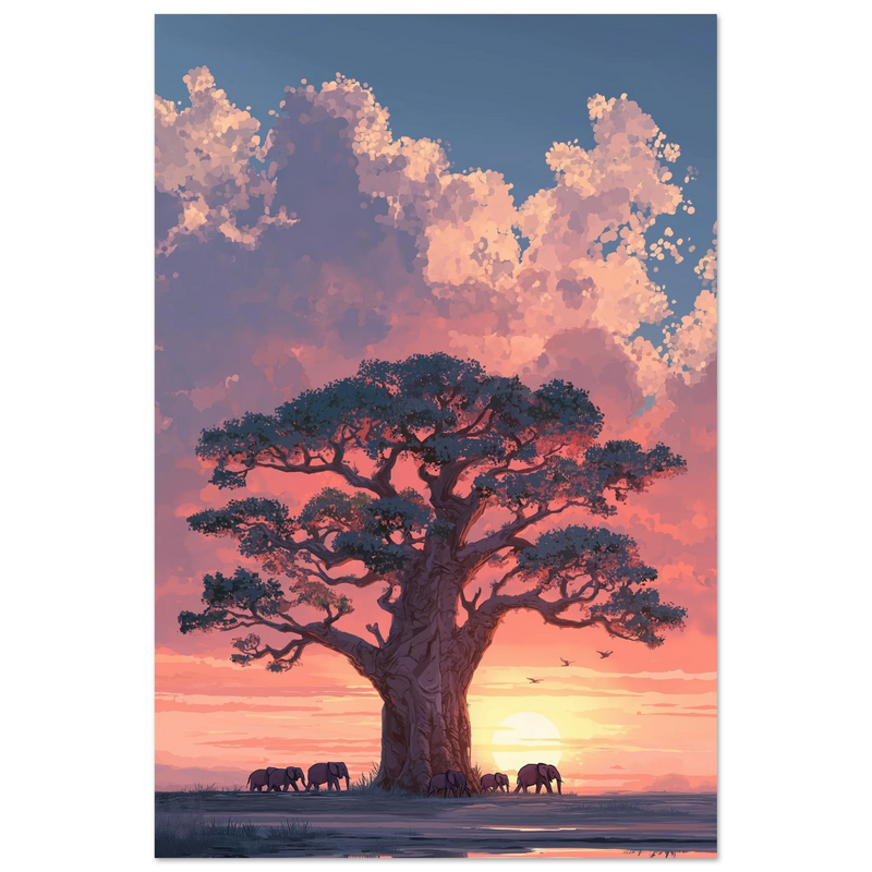 Le Baobab sous le Ciel Rose - œuvre