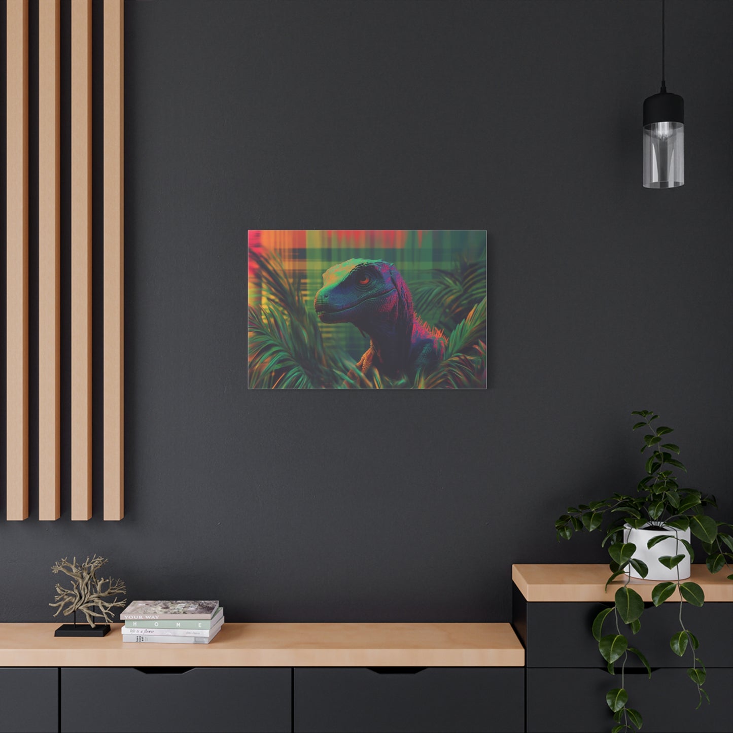 Mystérieux Velociraptor aux Couleurs Psychédéliques