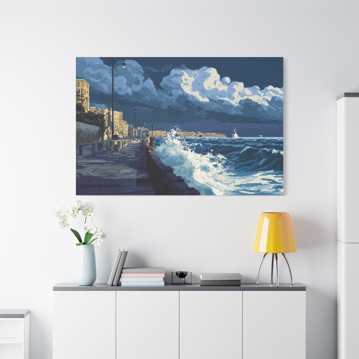 Horizon Marin en Tempête tout en Pixels