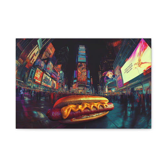 Hot-dog Néon au Cœur de la Ville