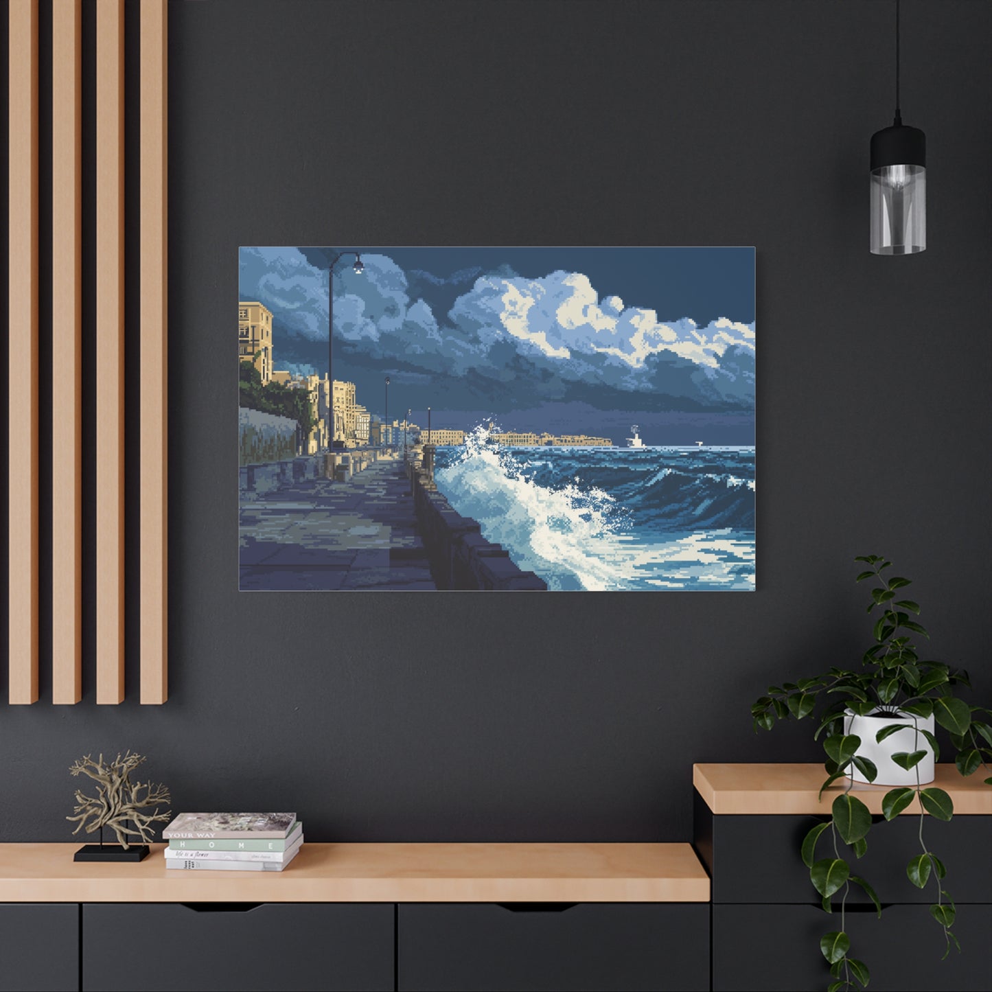 Horizon Marin en Tempête tout en Pixels