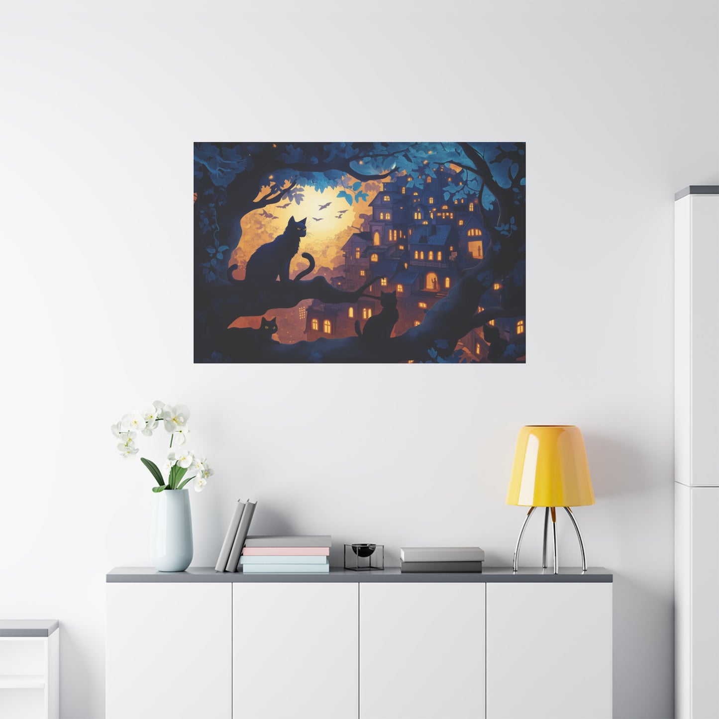 Mystère Nocturne: Chats et Lumières Magiques
