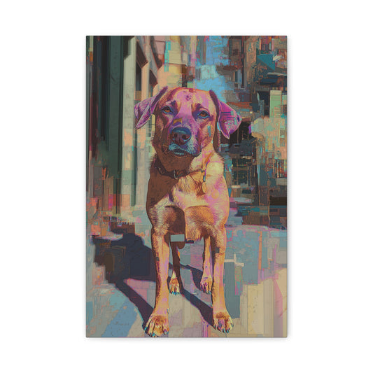 Chien Coloré en Milieu Urbain