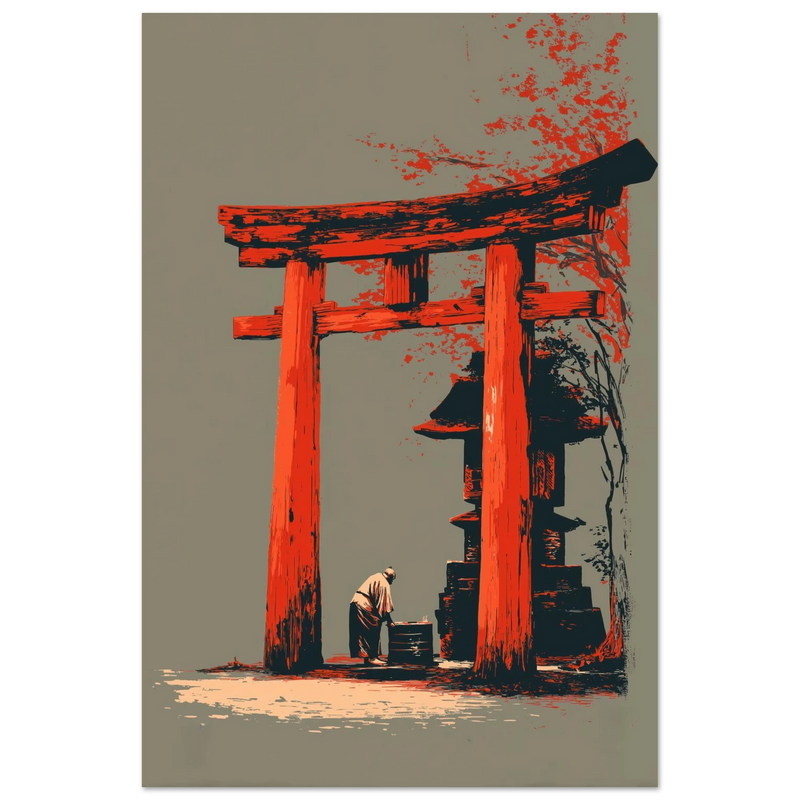 L'Homme, le Torii et le Cerisier - œuvre