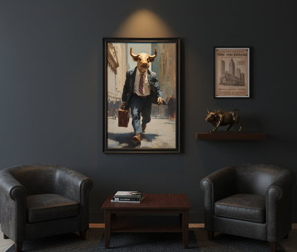 Charging Bull in a Suit