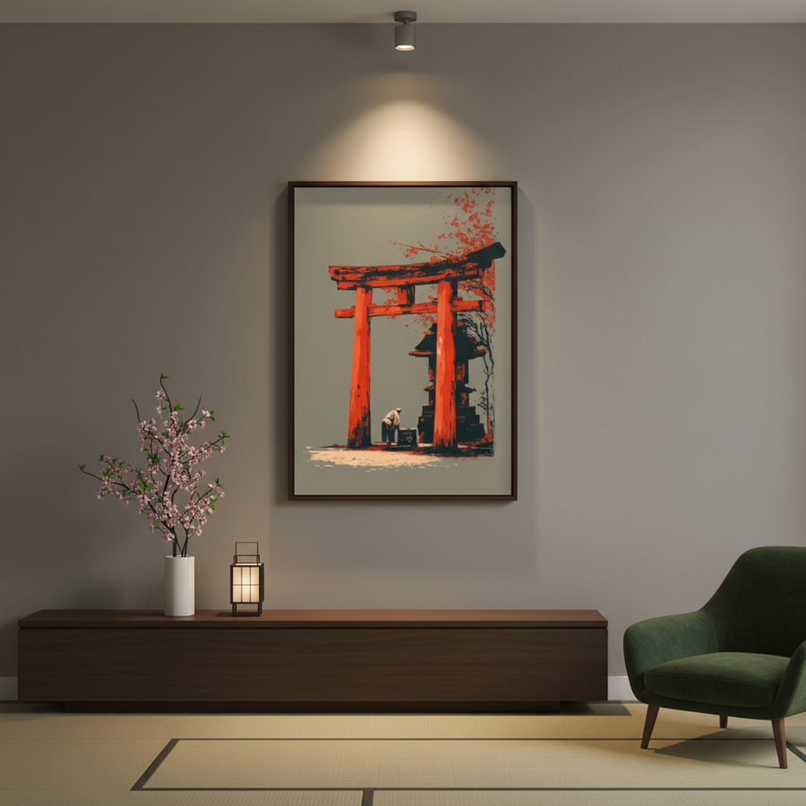 L'Homme, le Torii et le Cerisier