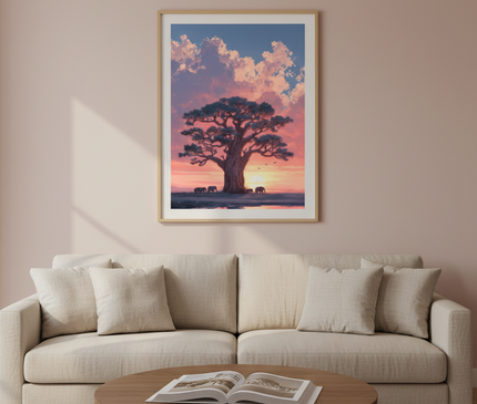 Le Baobab sous le Ciel Rose
