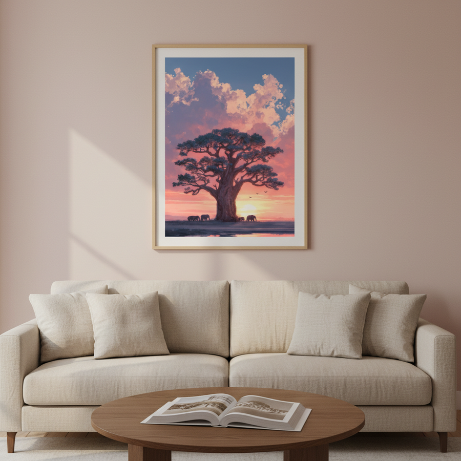 Le Baobab sous le Ciel Rose