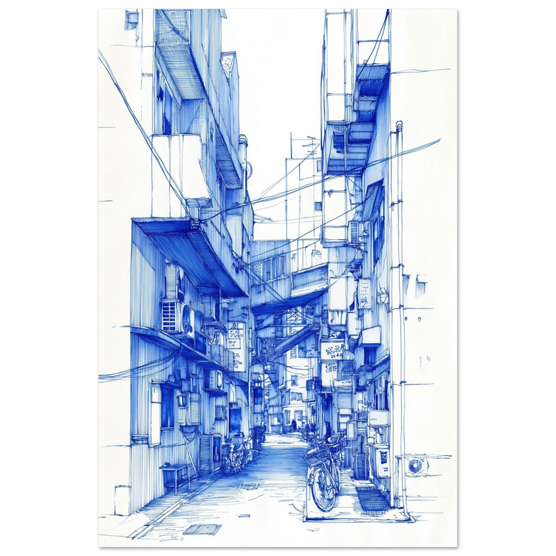 Quartier Namba en Bleu d'Encre - œuvre